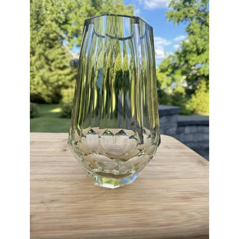 Josef Hoffmann Moser Art Deco Octagonal Faceted Glass Vase 8